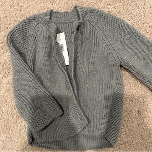 Baby Gray Button Up Cotton Knit Cardigan Sweater